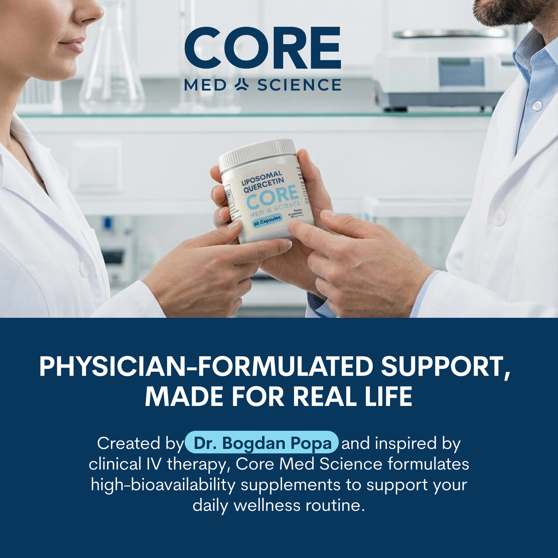 Core Med Science back label with supplement facts showing transparency and quality sourcing