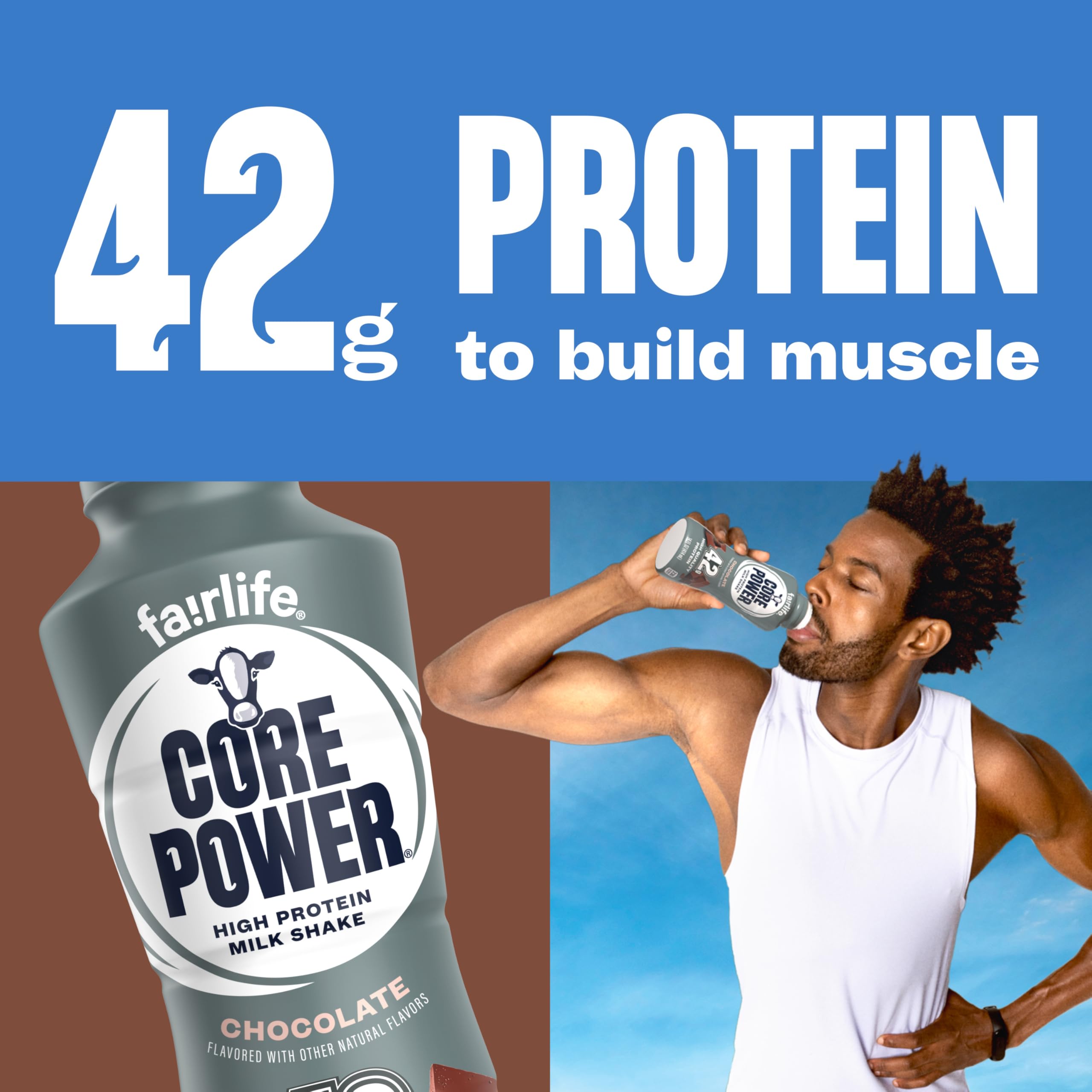 Core Power shake in gym setting portraying recovery and performance support