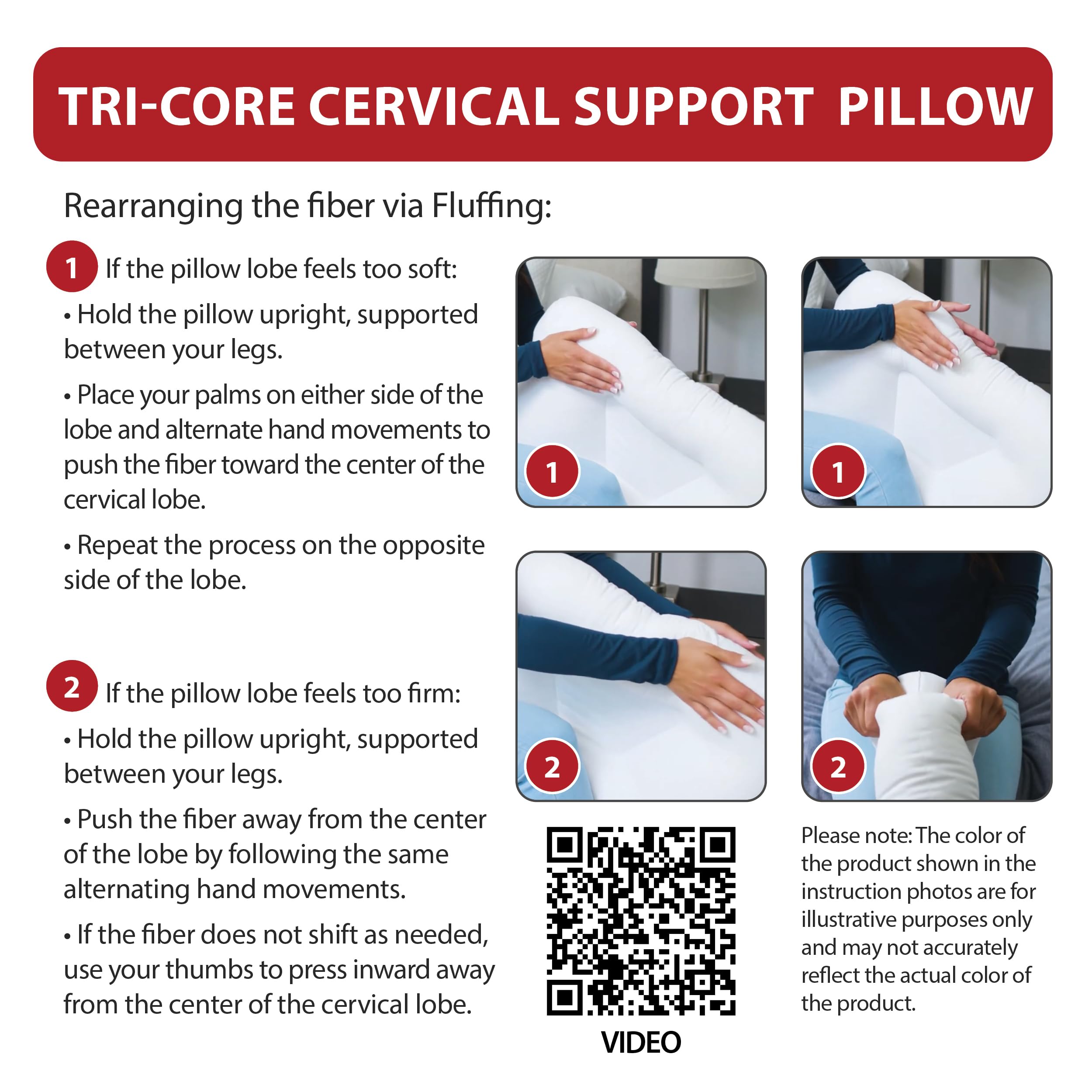 Core Products pillow with model demonstrating back-sleeper head and neck stabilization