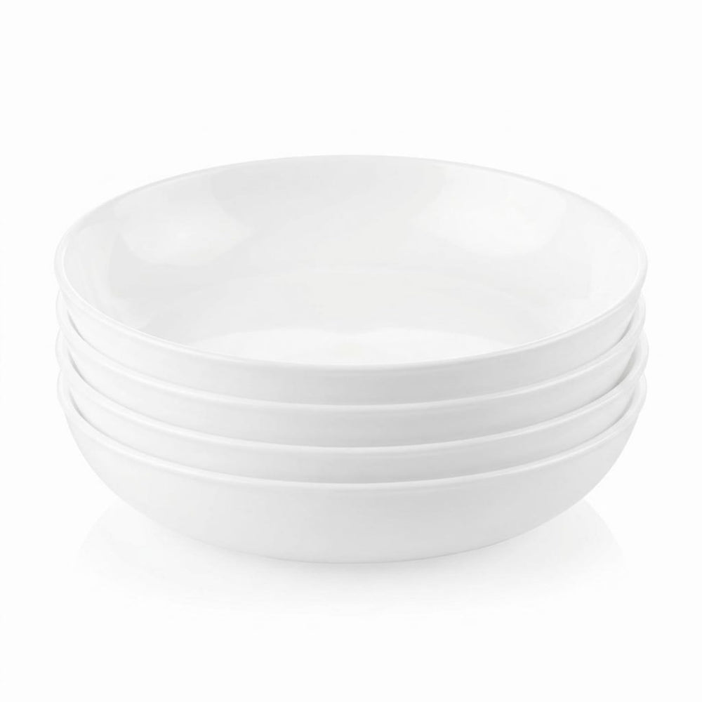 Corelle Versa front view showing white bowls and benefit of classic styling