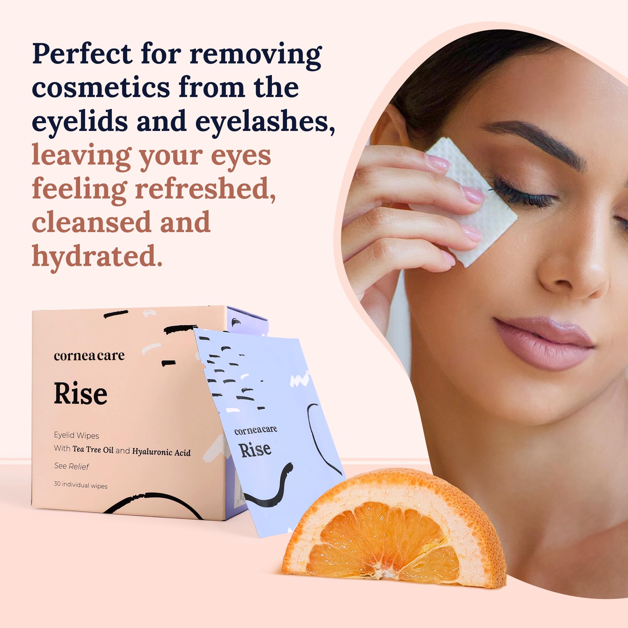 CorneaCare Rise before and after lash-line image showing reduced surface debris