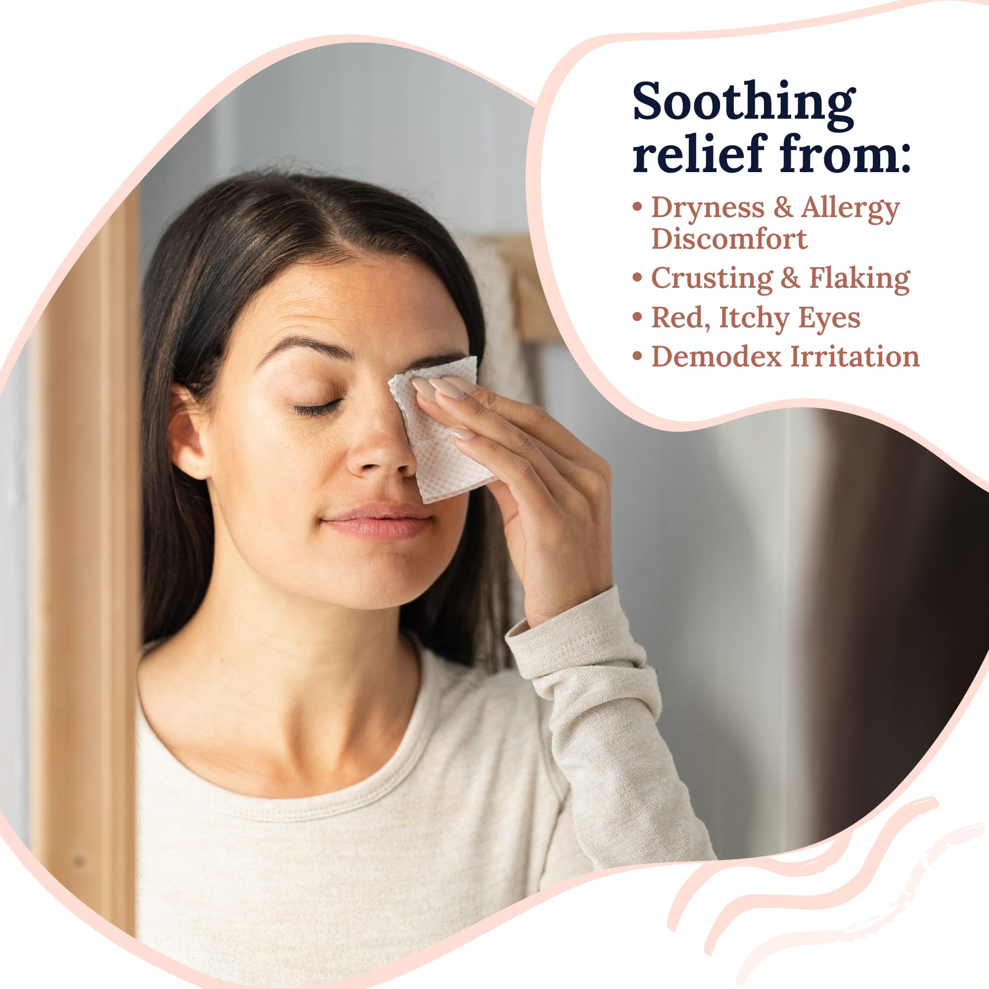 CorneaCare Rise single pre-moistened wipe removed from its packet for convenience