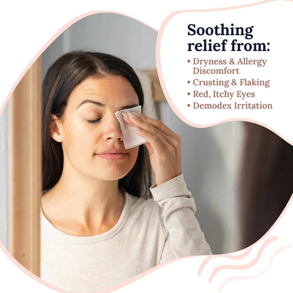 CorneaCare Rise single pre-moistened wipe removed from its packet for convenience