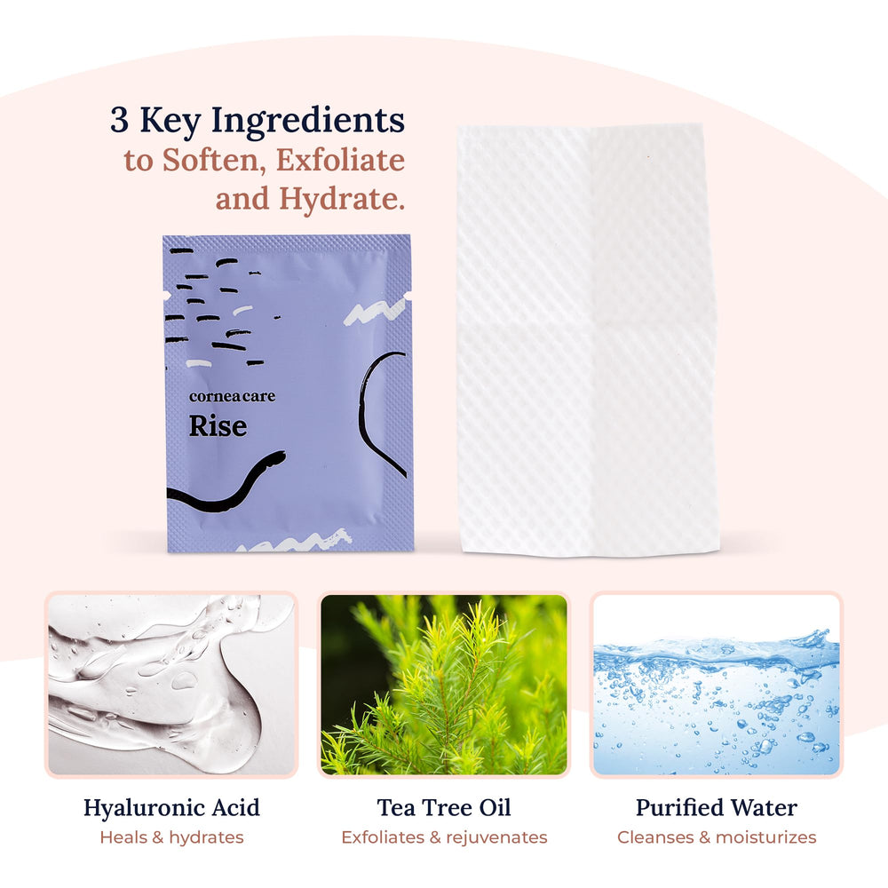 CorneaCare Rise individual pack in a travel pouch for hygiene on the go