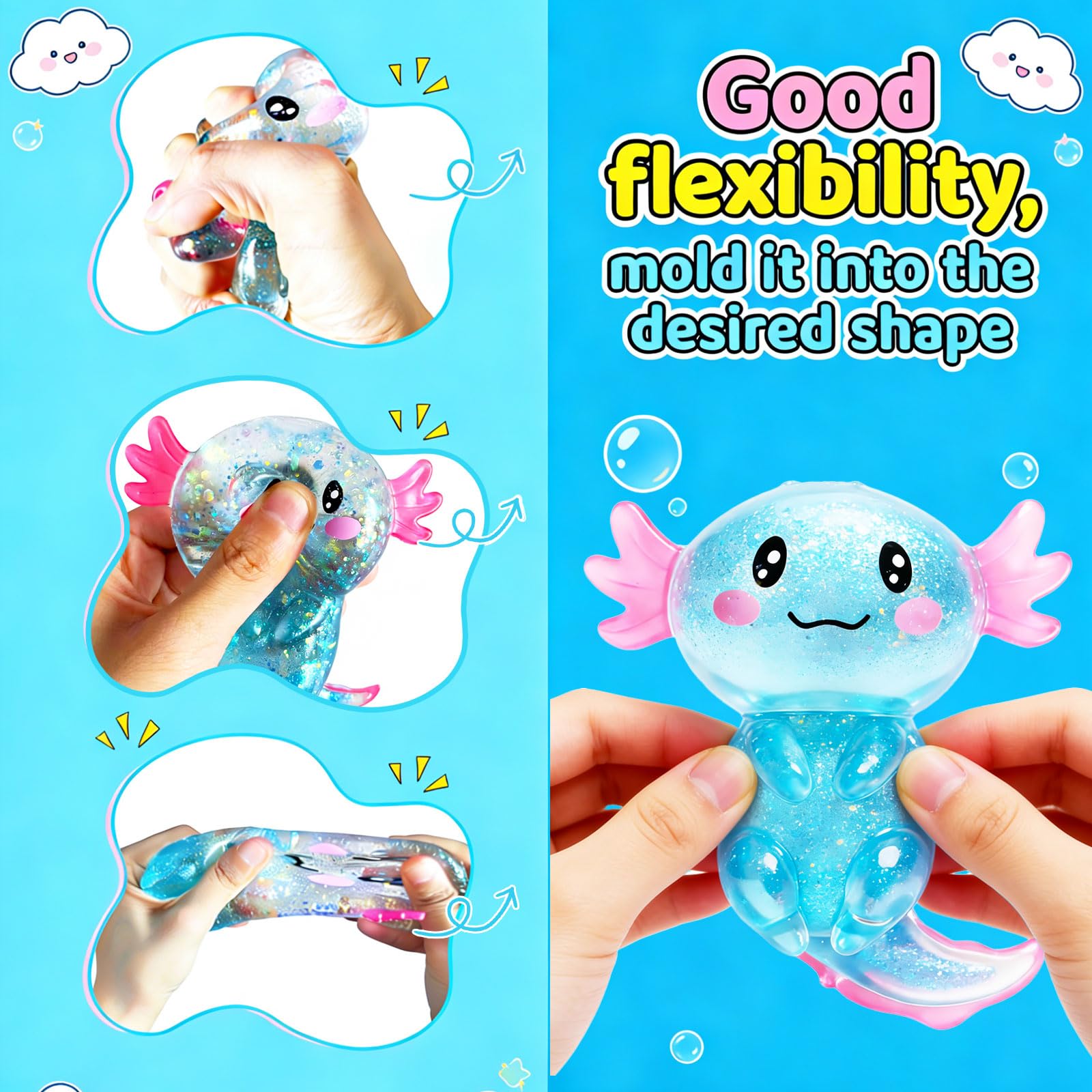 coroto axolotl pink side profile highlighting playful design and fade-resistant coloring advantage