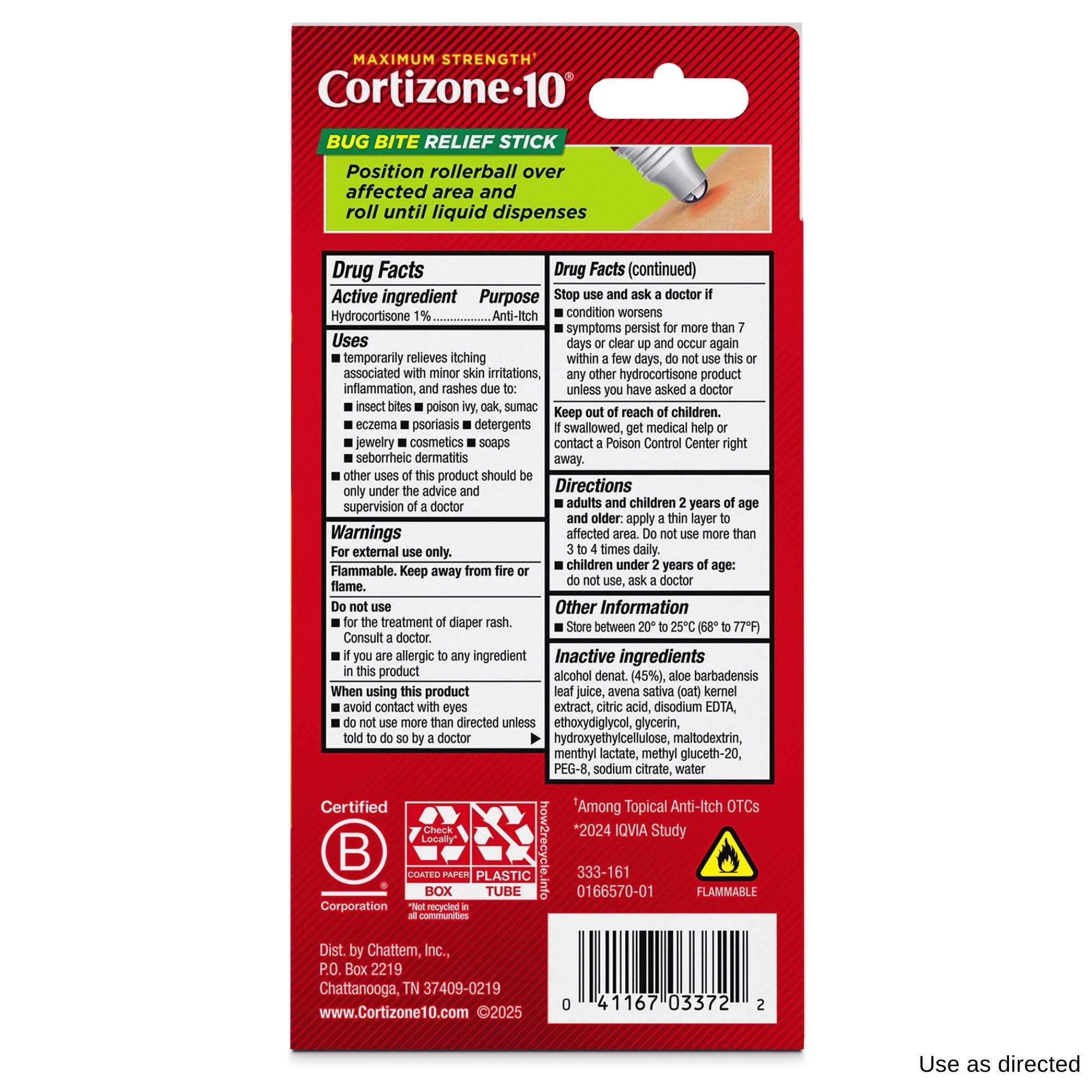 Cortizone 10 ingredient label close-up showing 1% hydrocortisone