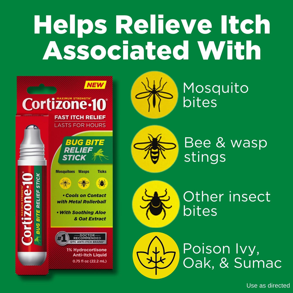 Cortizone 10 single stick closed, highlighting compact travel benefit