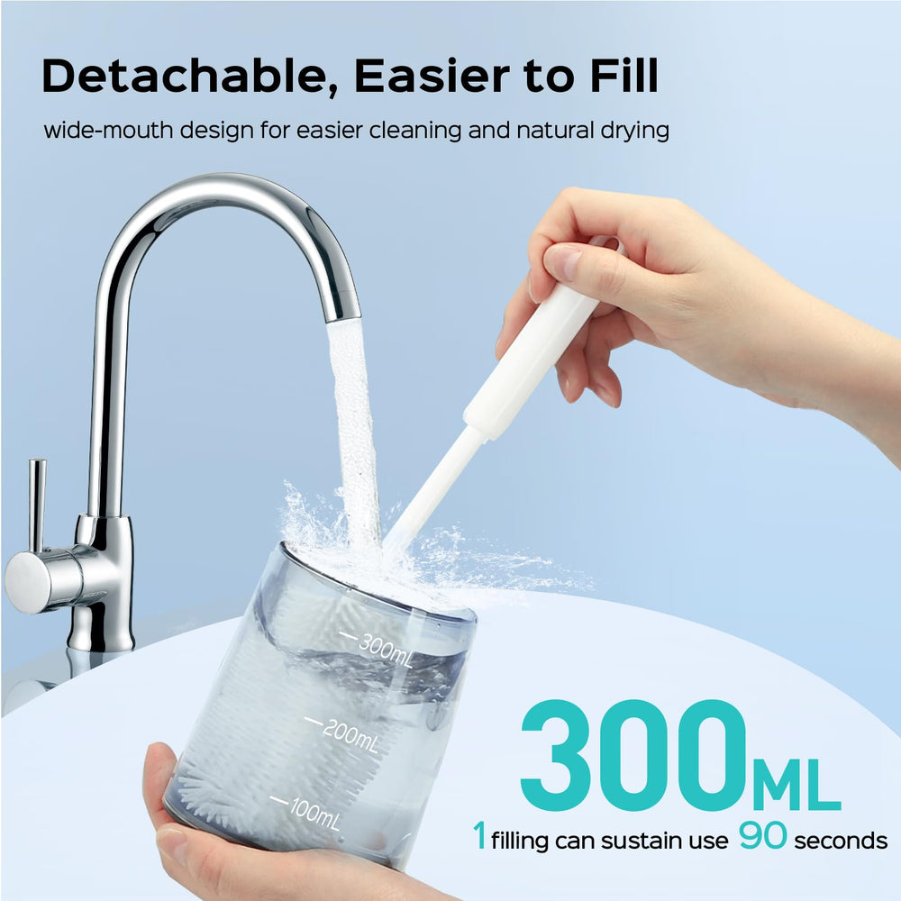 COSLUS placed on bathroom counter demonstrating shower-safe waterproof benefit