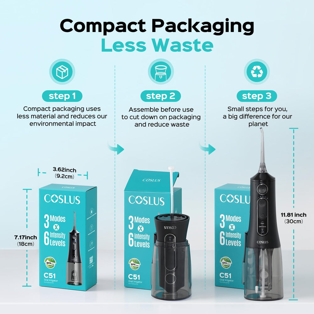 COSLUS C51 flossing around braces demonstrating targeted orthodontic cleaning
