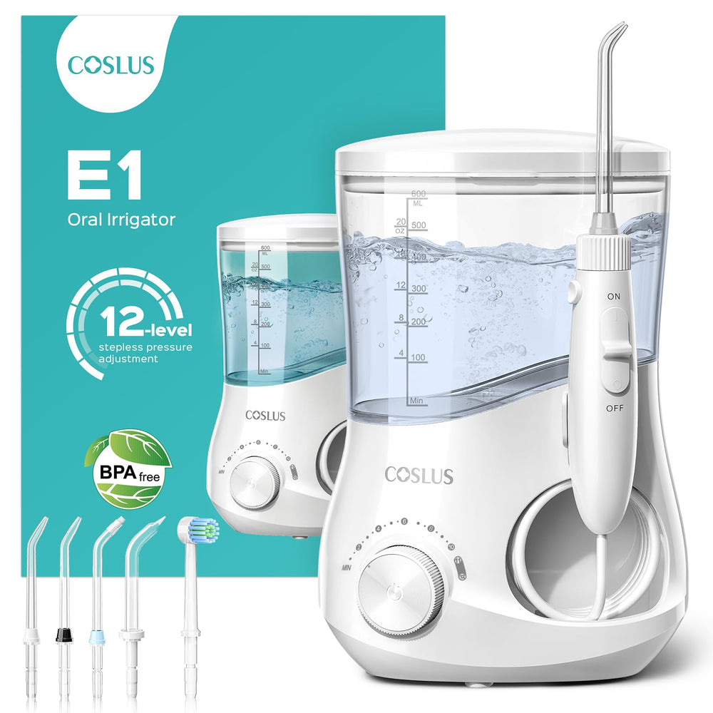 COSLUS E1 front view showing sleek white body and control panel, easy family use