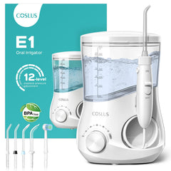 COSLUS E1 front view showing sleek white body and control panel, easy family use