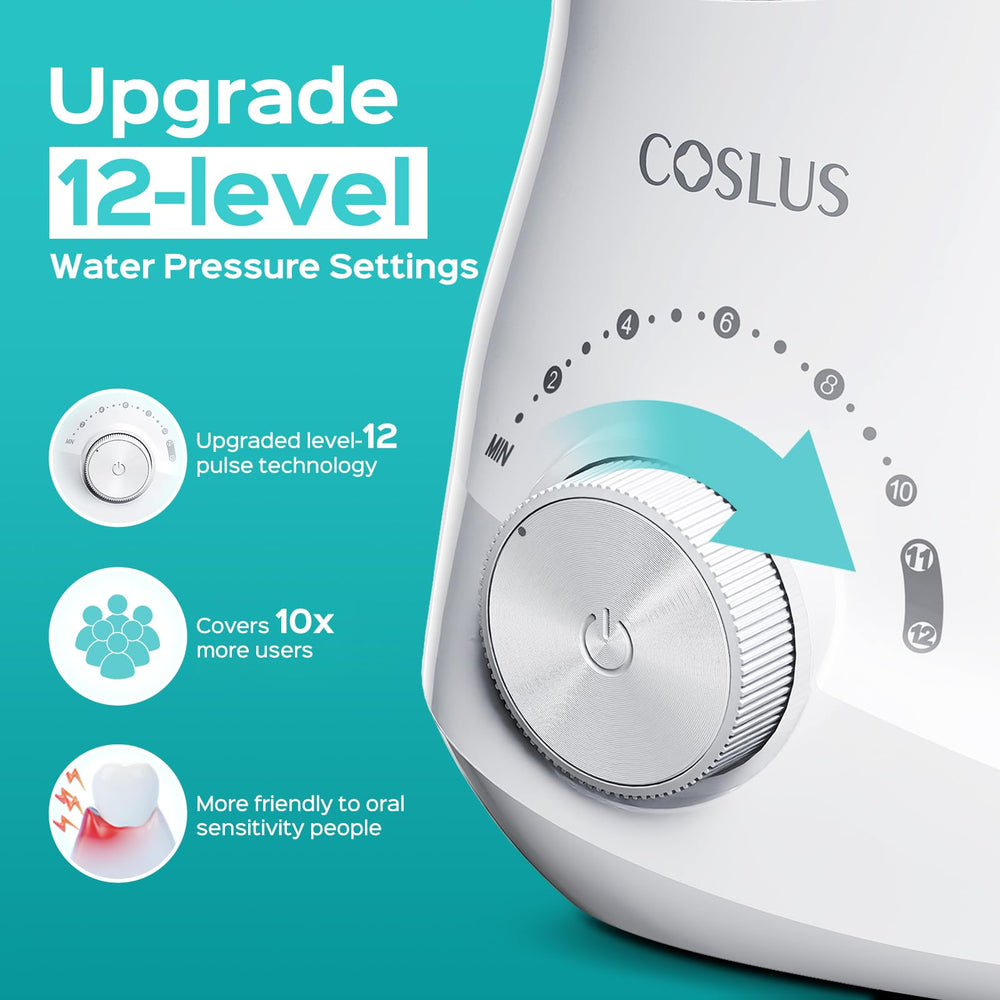 COSLUS E1 pressure control close-up displaying 12 settings for adjustable comfort
