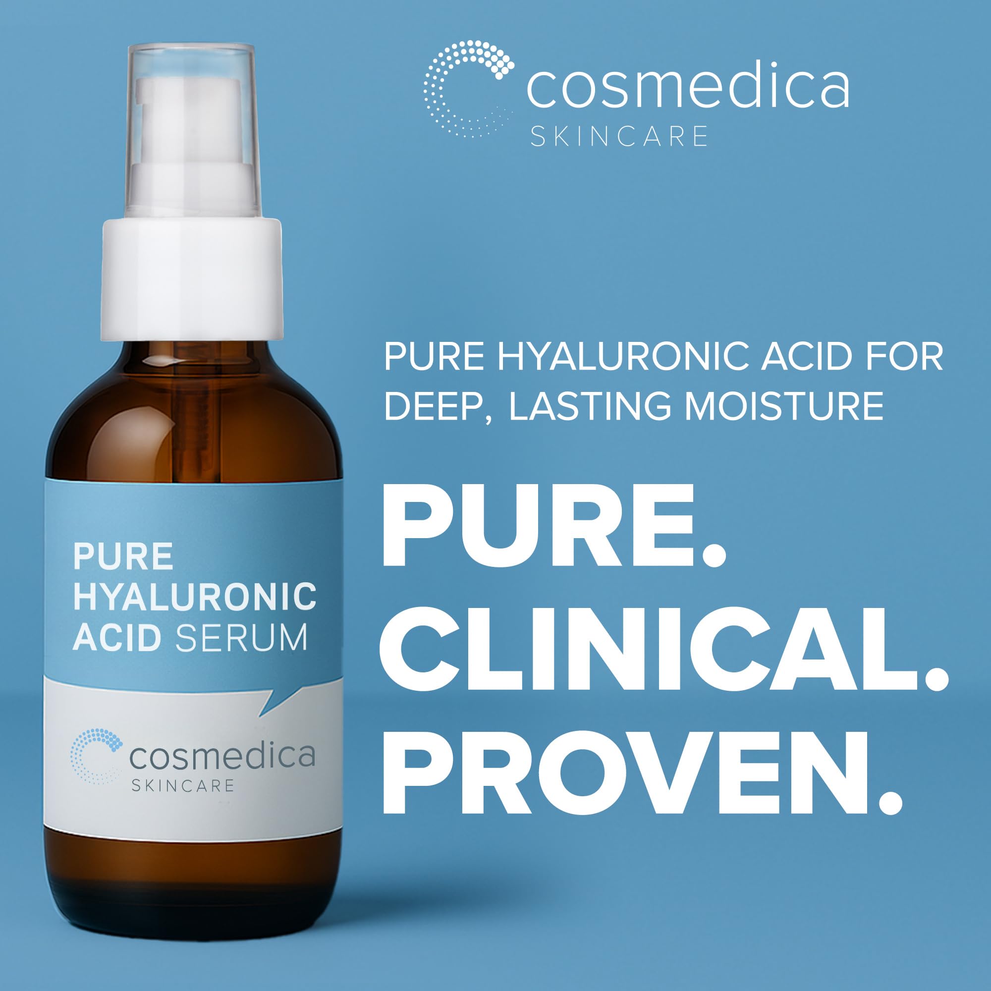 Cosmedica hyaluronic serum dropper texture close-up highlighting lightweight absorption
