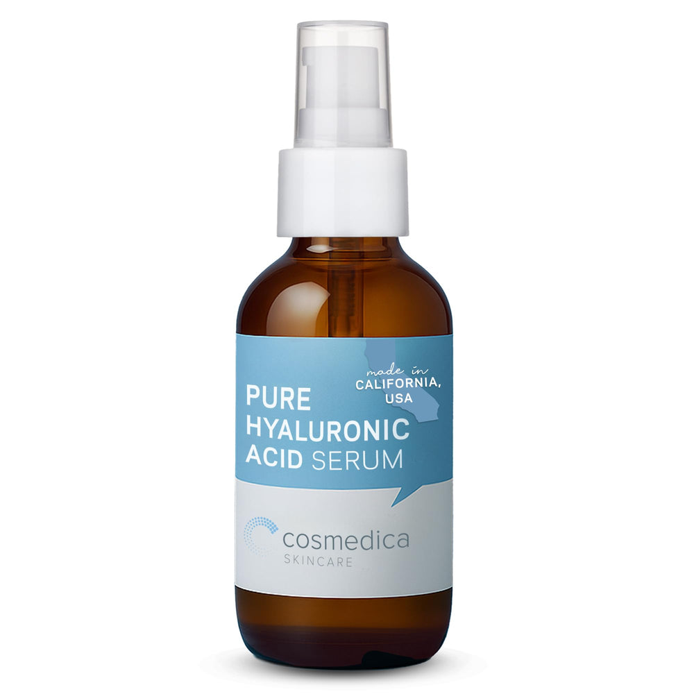 Cosmedica front packaging showing serum bottle and clean label for clear product benefit
