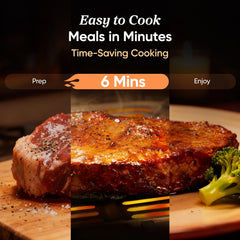 Cosori basket with crisper plate showing dimensions and space for family portions