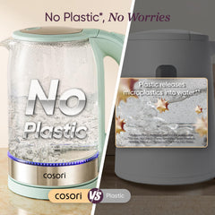 Cosori stainless-steel interior showing no plastic contact for purer taste