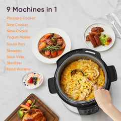 Cosori lid locking orange dots aligned for secure closure and safer cooking