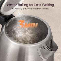 Cosori inner lid and mouth view showing all-stainless construction for cleaner taste