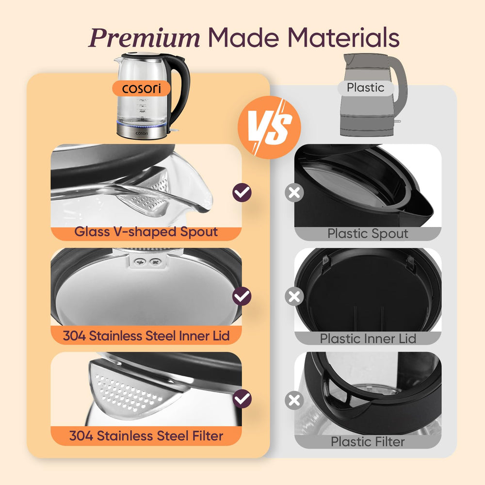 Cosori stainless-steel interior detail for no-plastic-contact purity