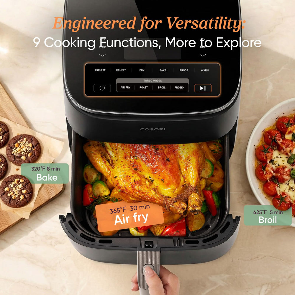 Cosori TurboBlaze crisper plate closeup showing textured surface for extra crisp and airflow