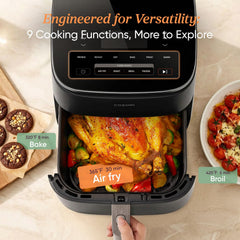 Cosori TurboBlaze crisper plate closeup showing textured surface for extra crisp and airflow