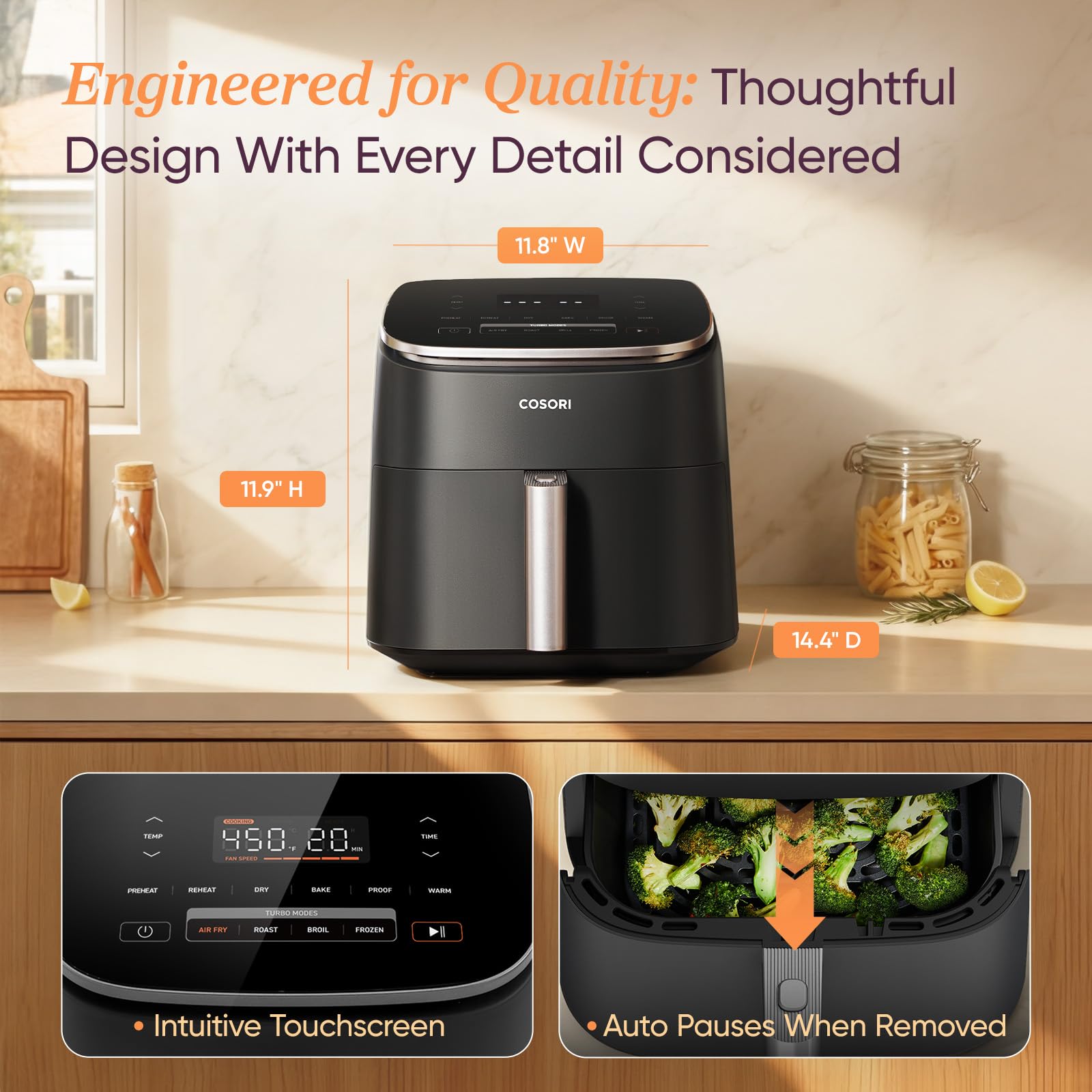 Cosori TurboBlaze envelope opened showing recipe book and user manual for quick start guidance