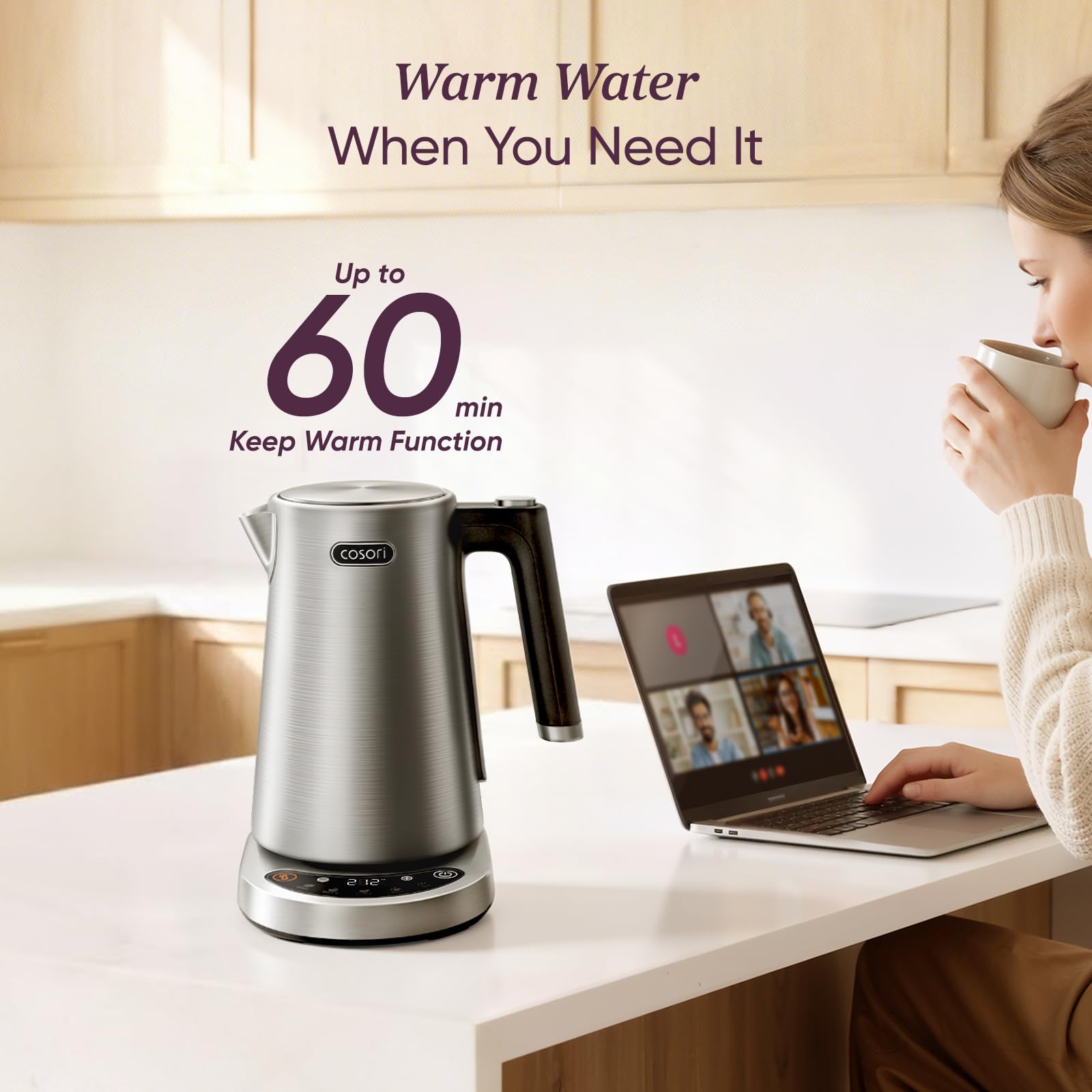 Cosori wide-open lid for easy cleaning and descaling convenience benefit