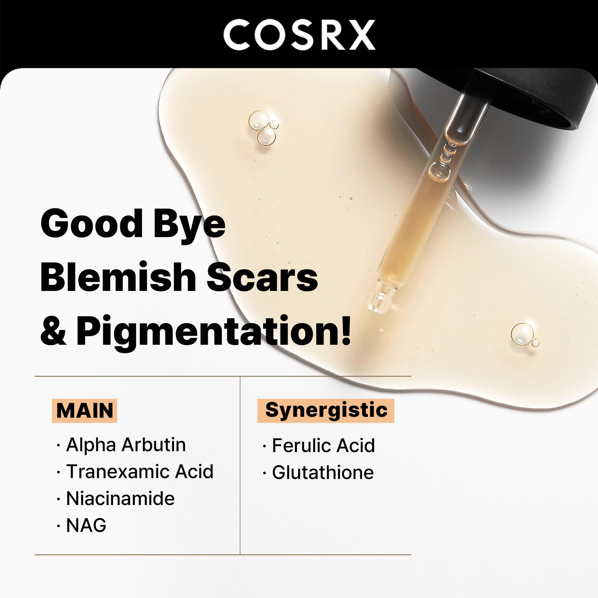 COSRX pipette dispensing a serum drop highlighting precise application