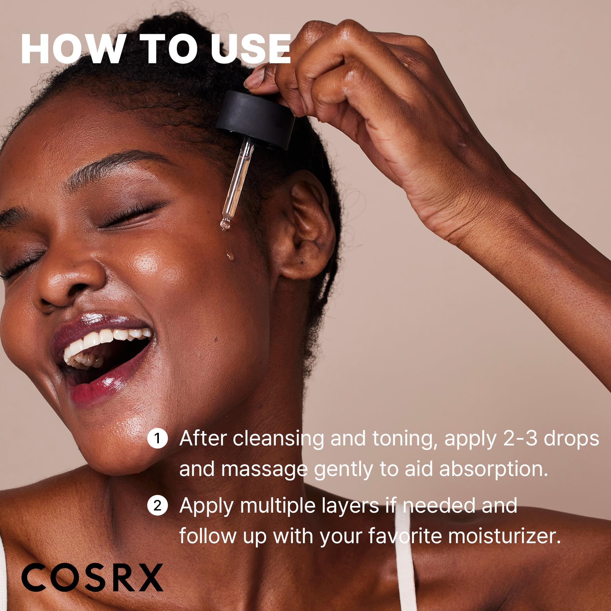 COSRX applying serum onto cheek demonstrating targeted spot care