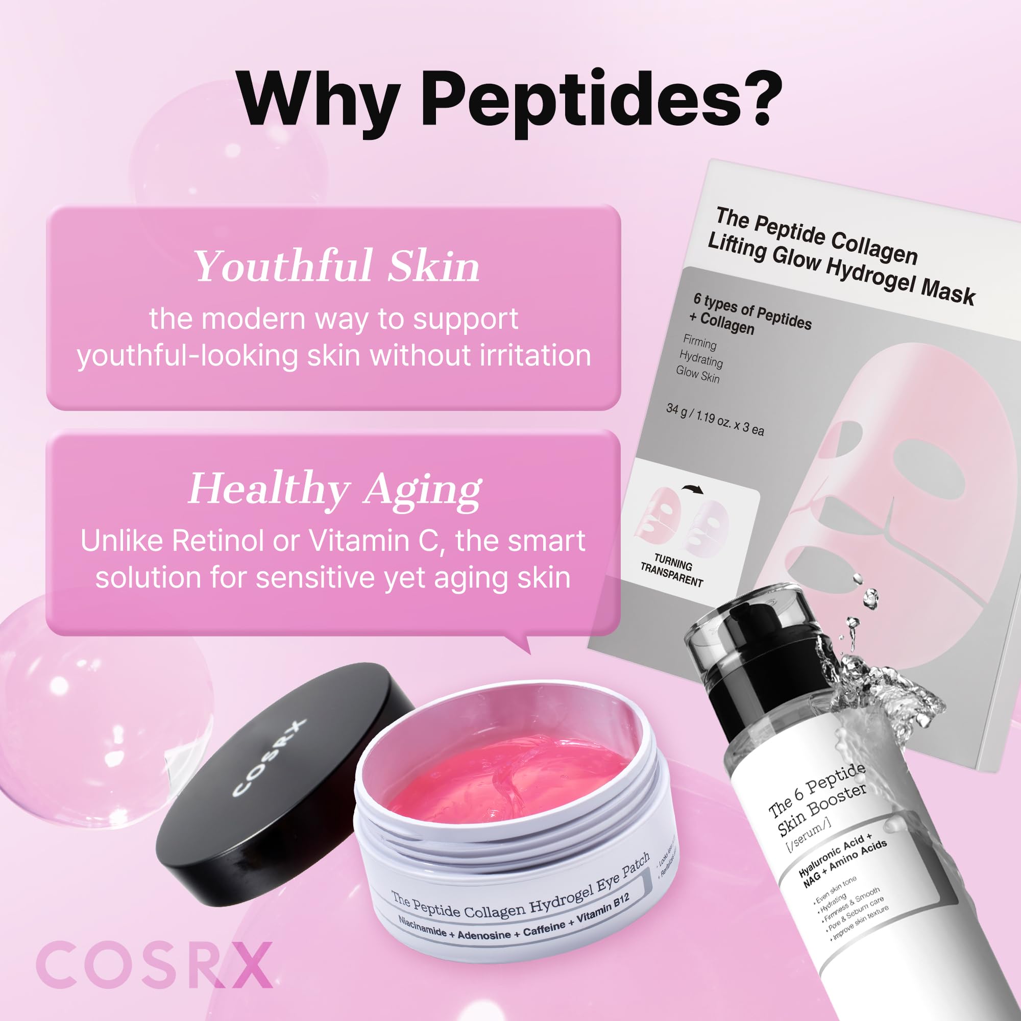 COSRX before-and-after comparison illustrating reduced puffiness and refreshed look