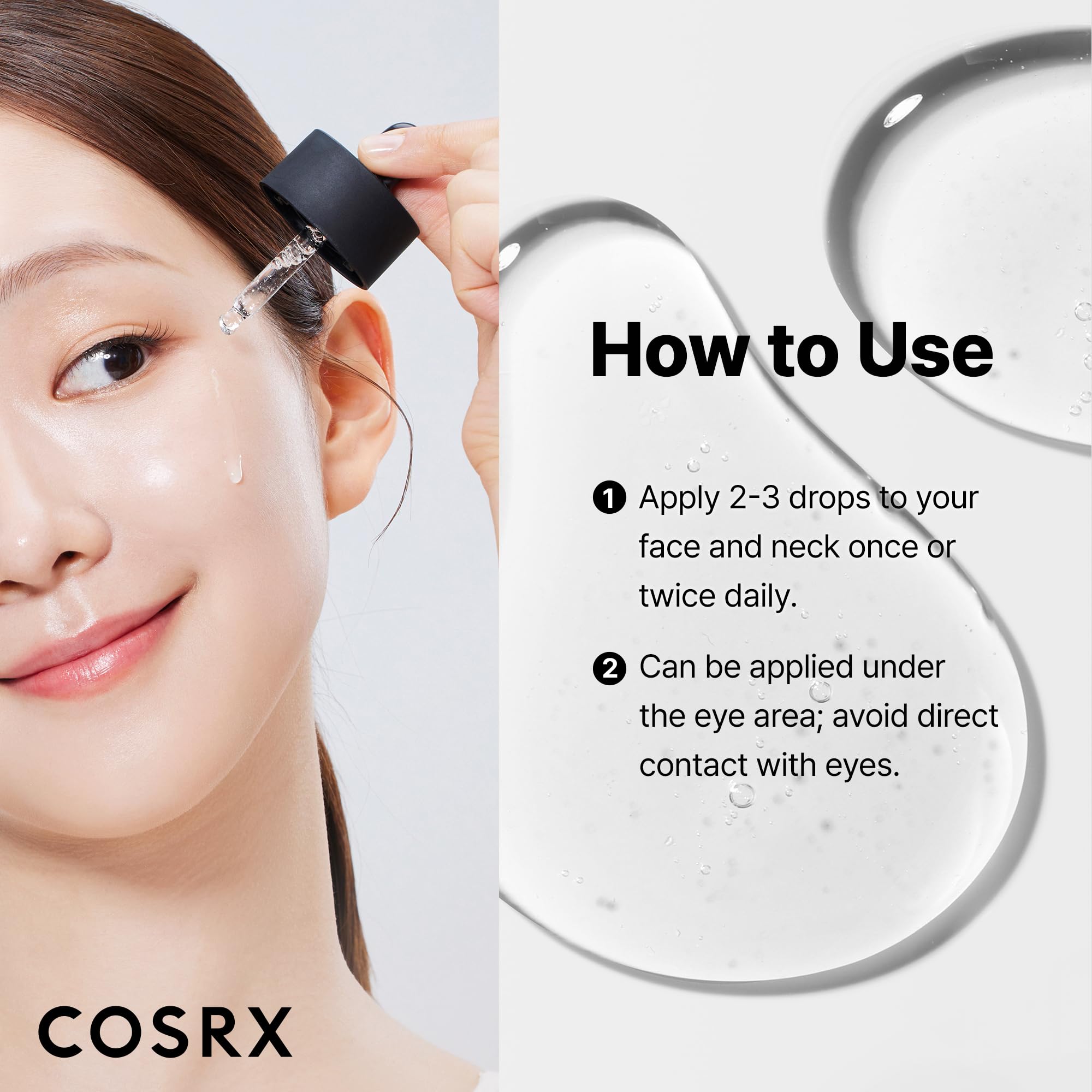 COSRX bottle beside a ruler for 20ml size comparison to convey compact travel-friendly benefit
