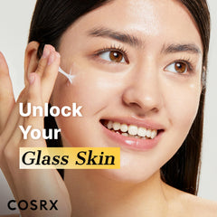 COSRX open jar displaying glossy cream that soothes and hydrates skin