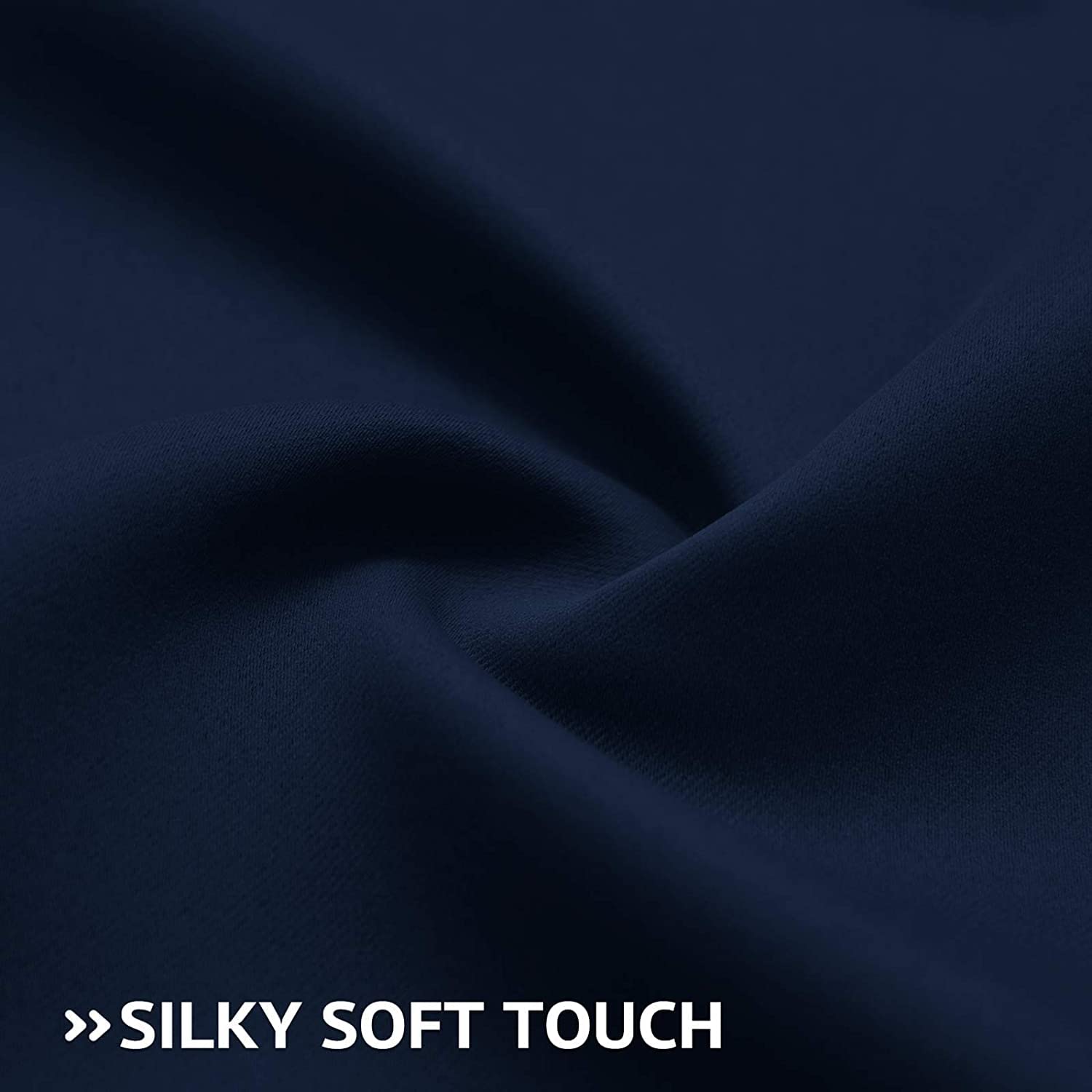 COSVIYA styled bedroom with navy curtains for cozy light control
