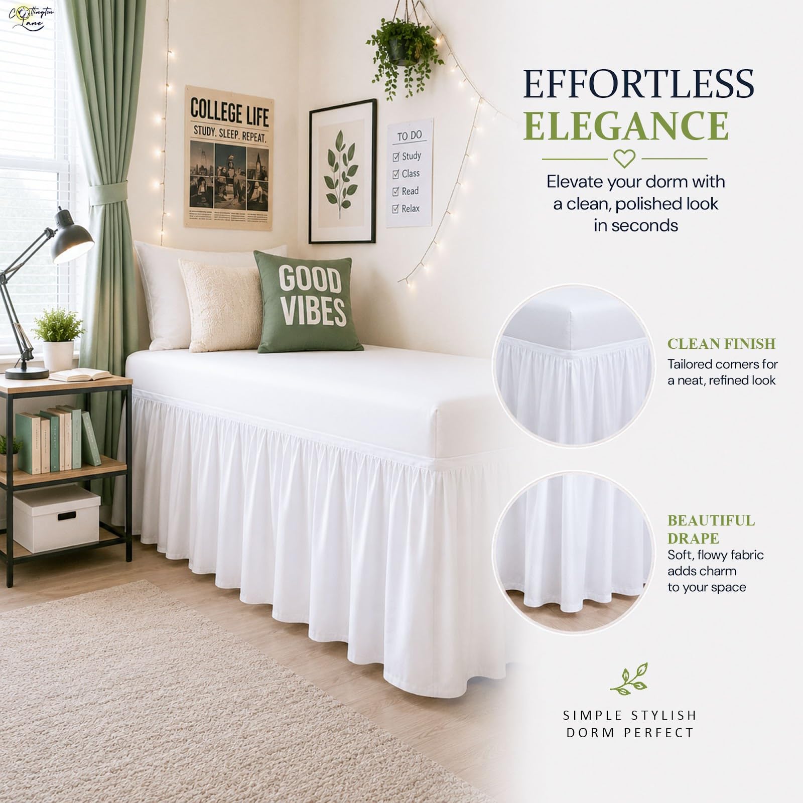Cottington Lane wrap-around closure close-up showcasing quick mattress-free setup