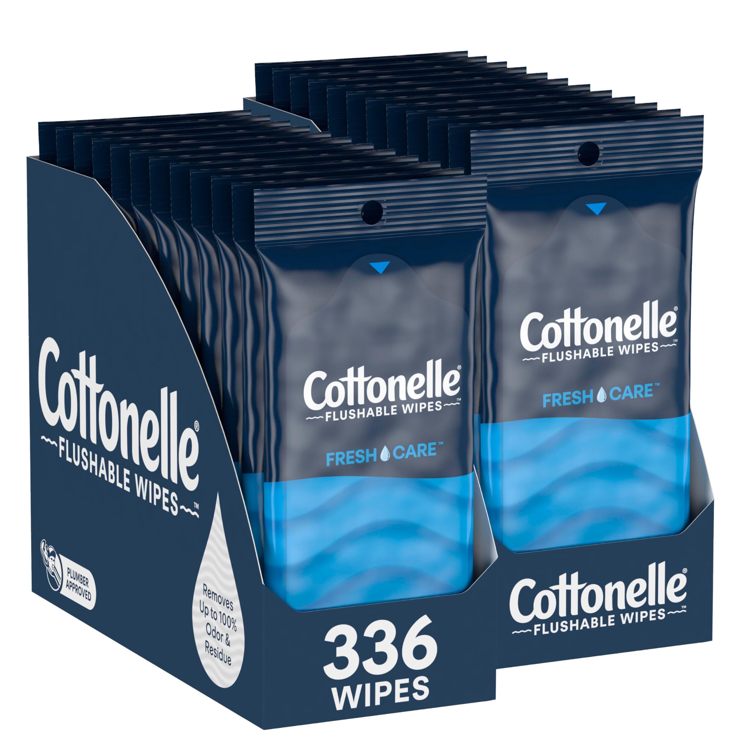 Cottonelle front packaging showing 24 on-the-go packs and benefits