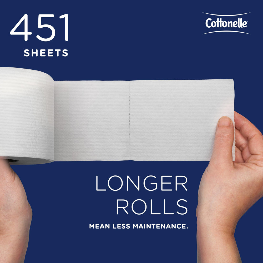 Cottonelle Professional roll next to a ruler showing roll size and sheet count