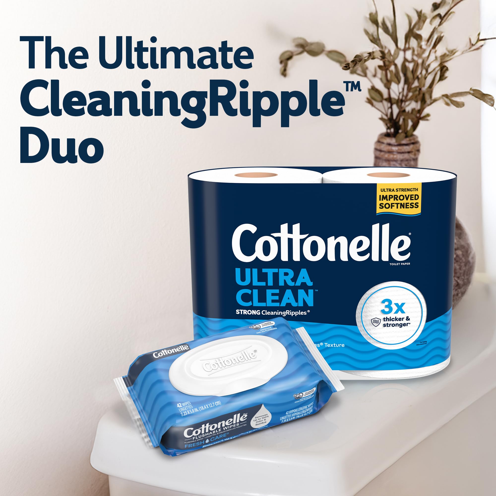 Cottonelle being used for confident cleaning with textured ripples