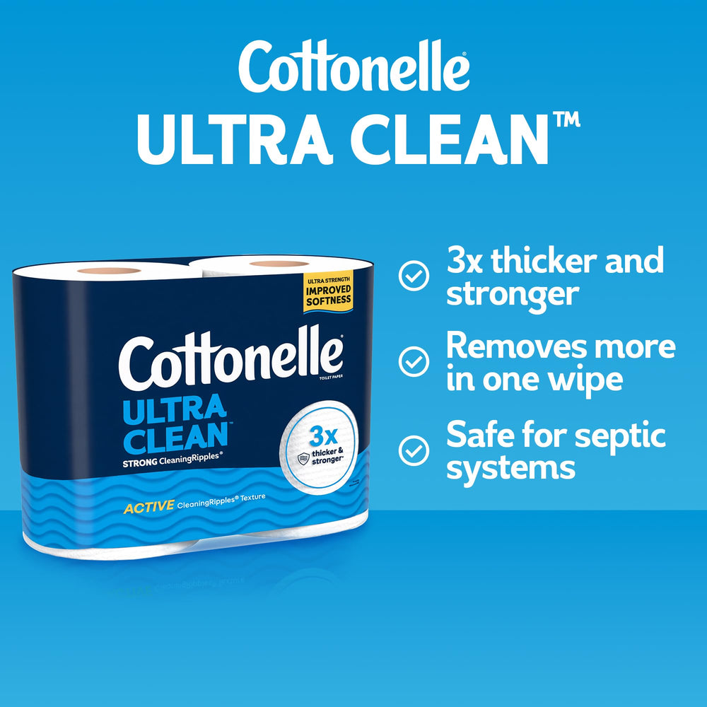 Cottonelle roll beside a standard roll showing extended sheet count