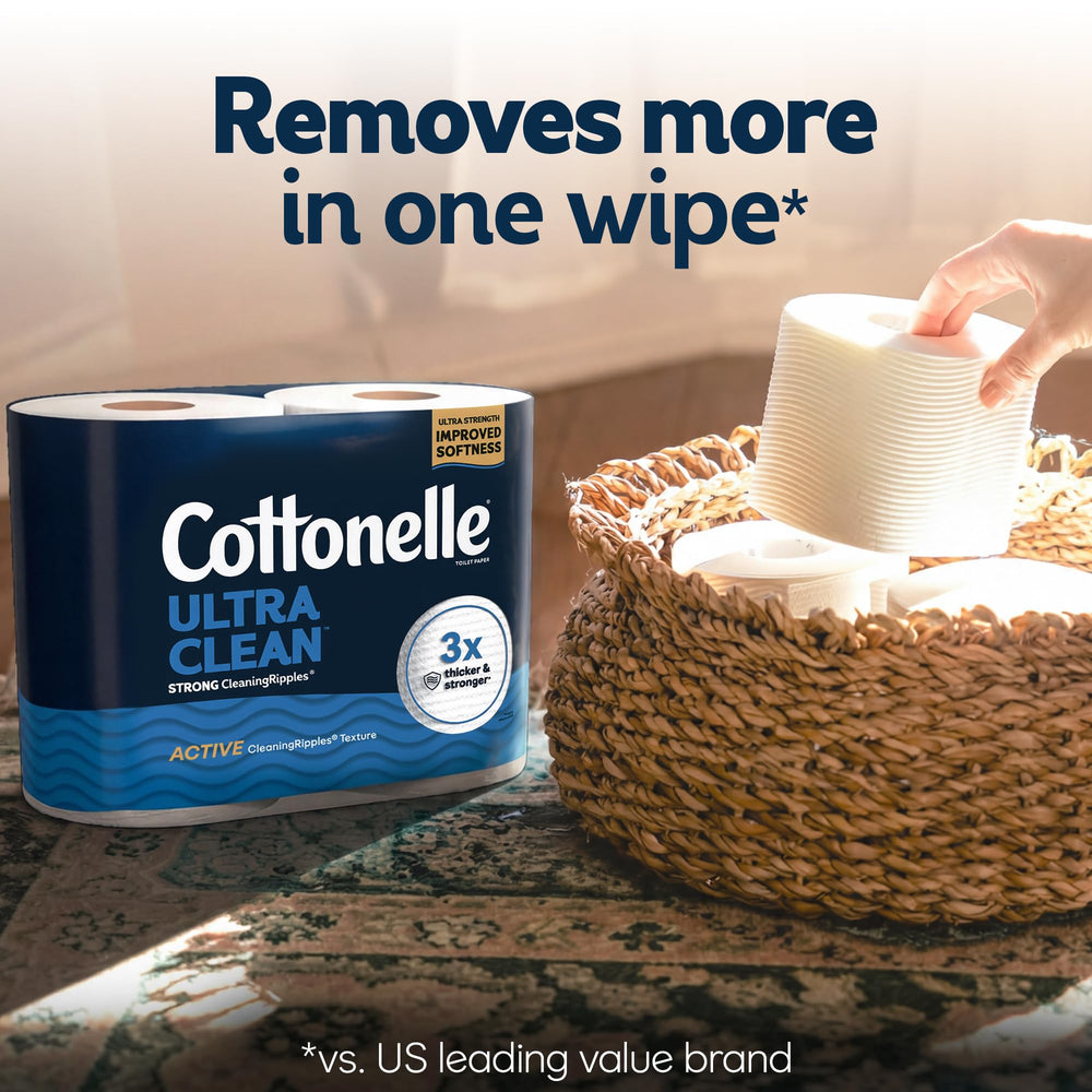 Cottonelle single unwrapped sheet detail showing thickness advantage