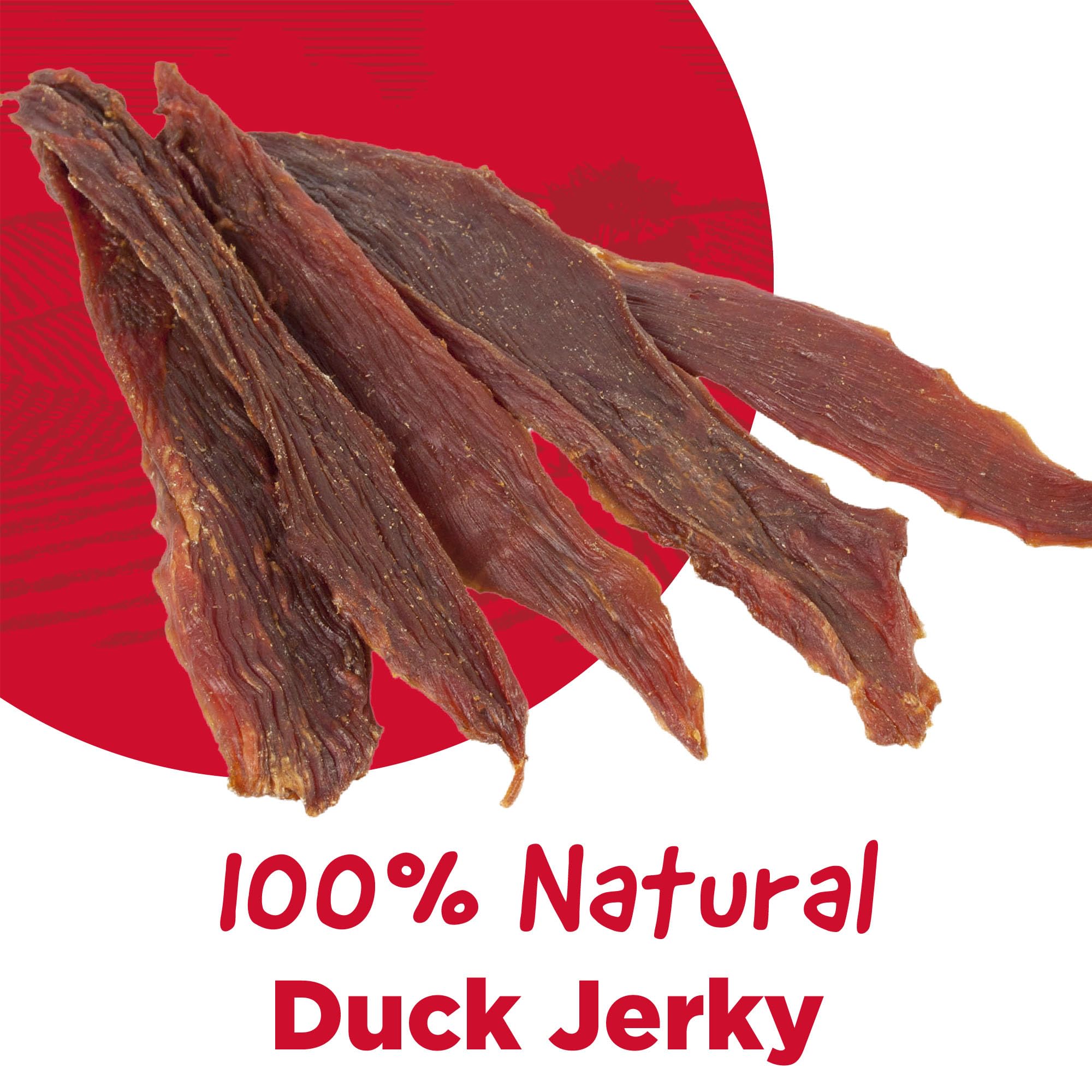 Country Kitchen close-up texture of duck jerky emphasizing natural meat quality