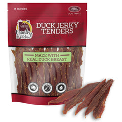 Country Kitchen front package showing duck jerky benefits and high protein