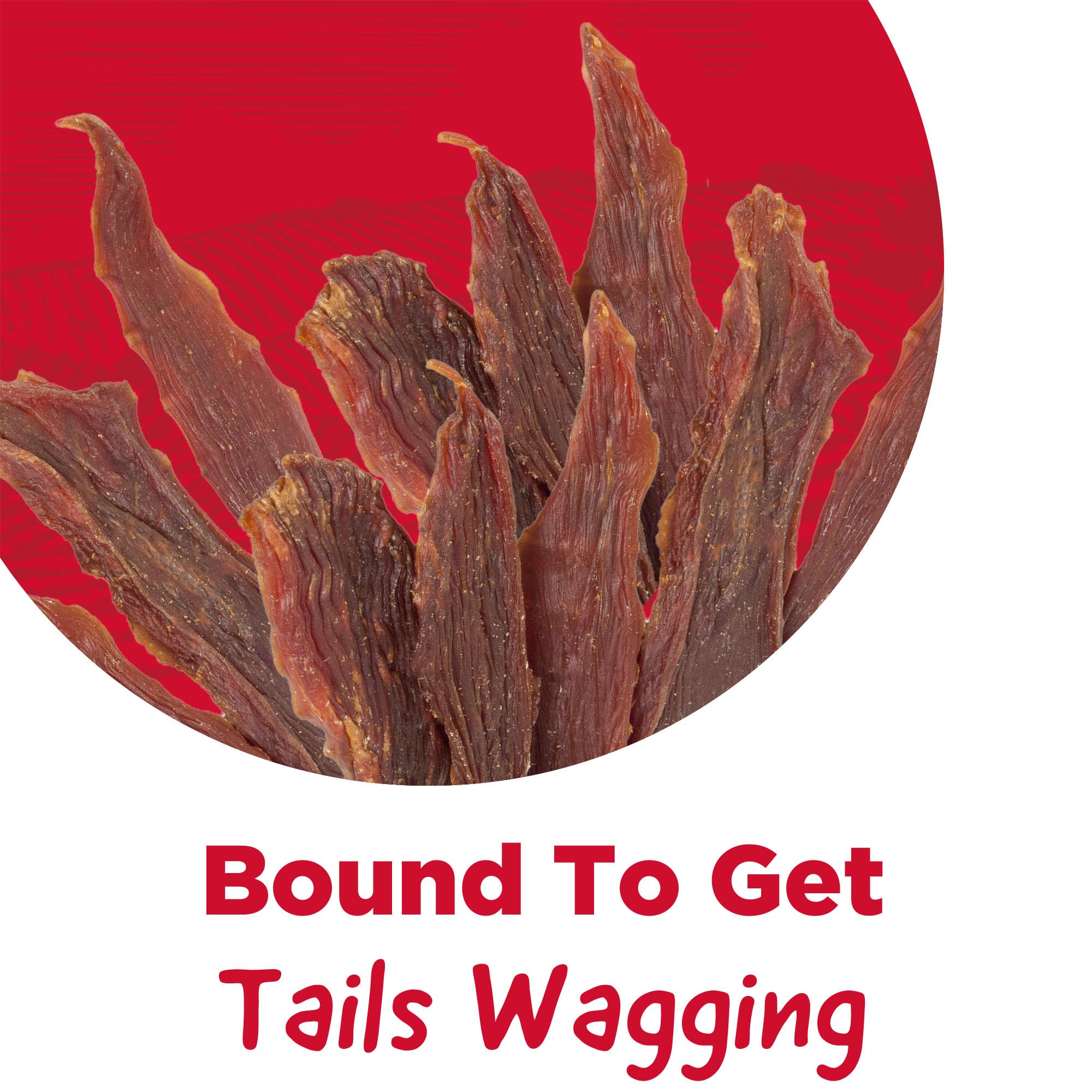 Country Kitchen hand holding treat showing duck jerky size and portion control