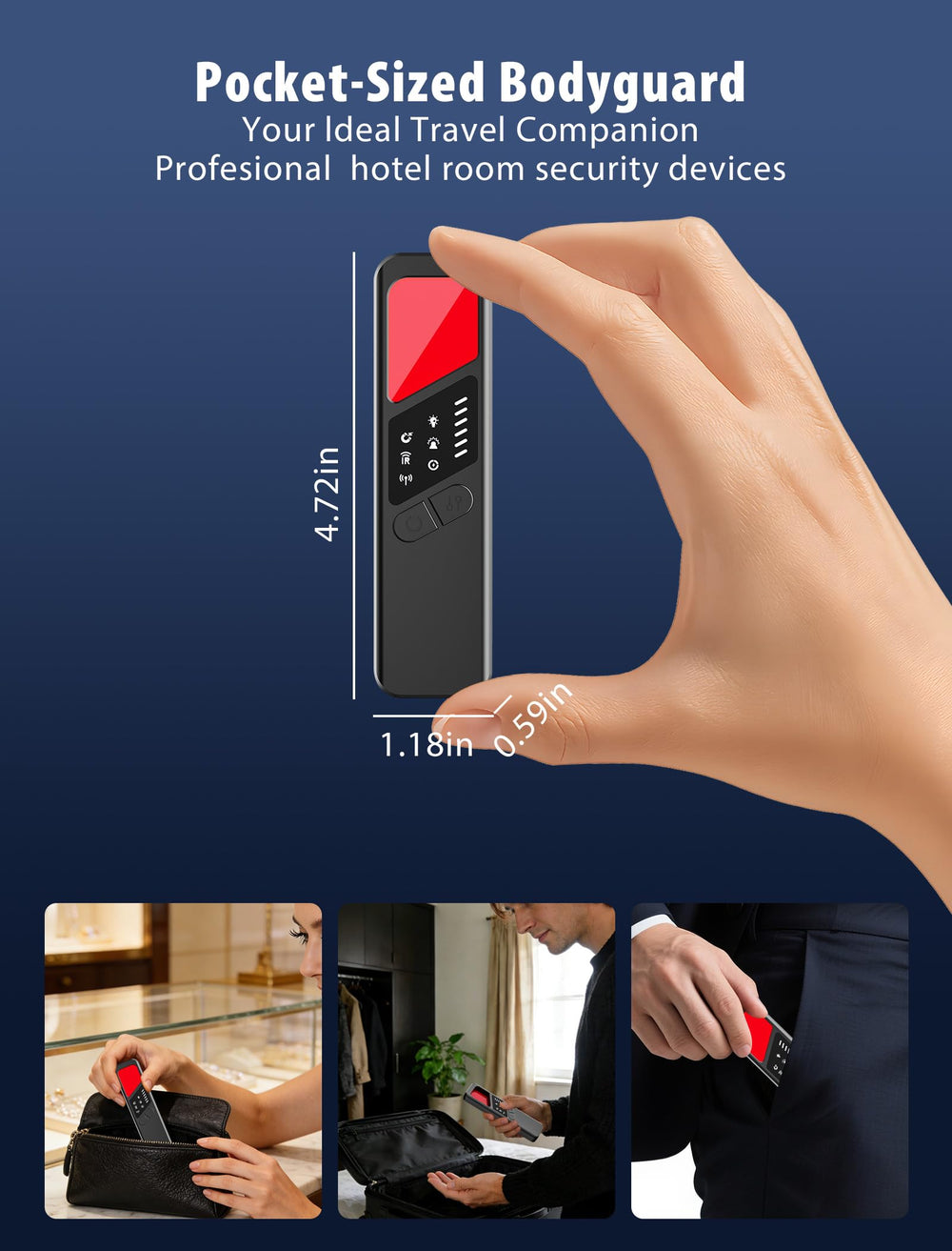 CountureMode flashing LED and vibration alert indicating detected suspicious signals