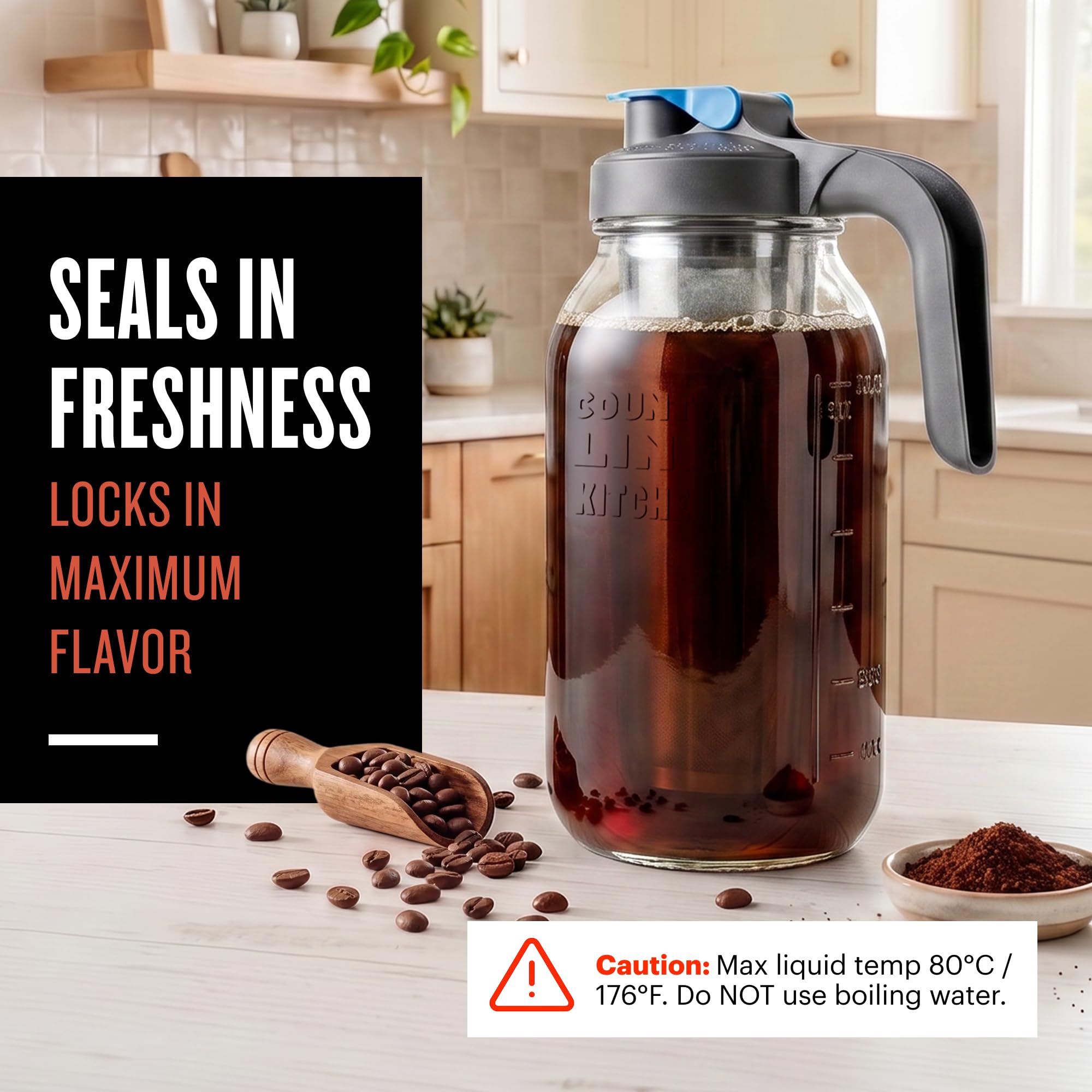 County Line Kitchen leak-proof lid detail with flip-cap for no-mess pouring