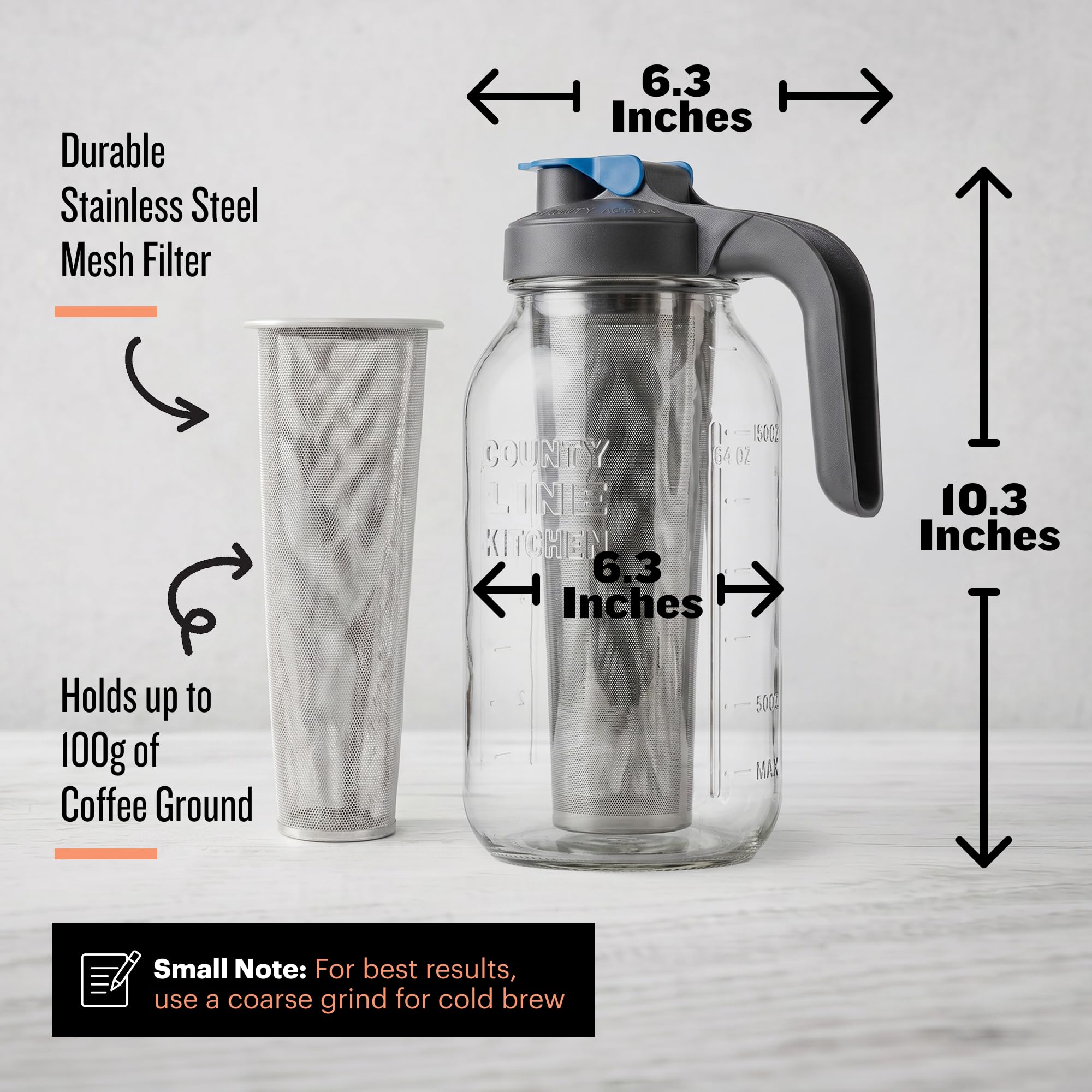 County Line Kitchen stainless steel mesh filter close-up for grit-free brewing