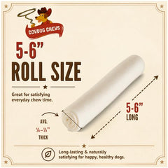 Cowdog Chews close-up texture of rolled rawhide highlighting durable layered chew