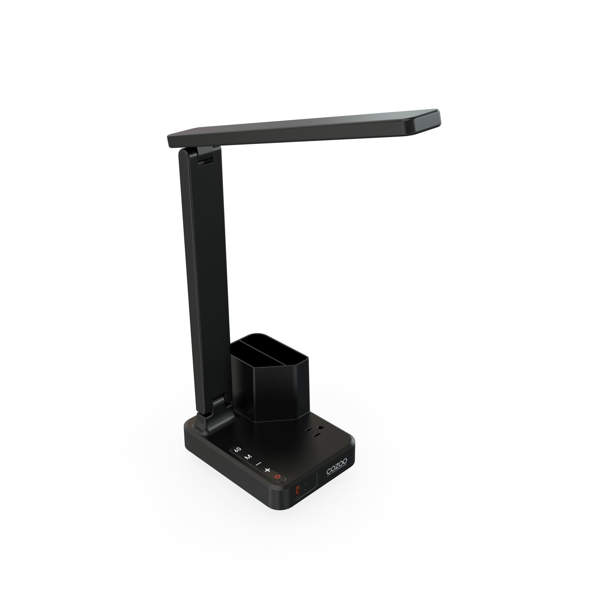 cozoo lamp next to smartphone showing scale and multi-device charging convenience