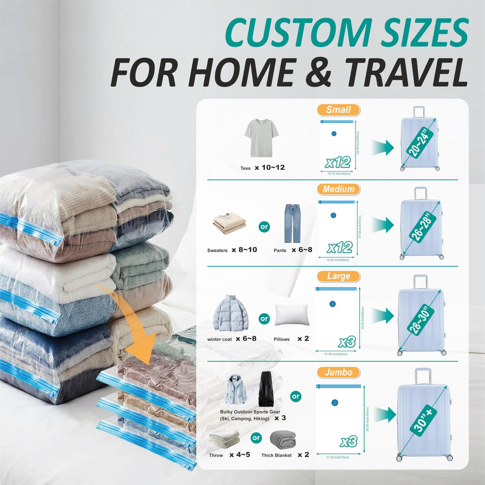 Cozy Essential medium bag filled with clothes showing how it compresses bulk