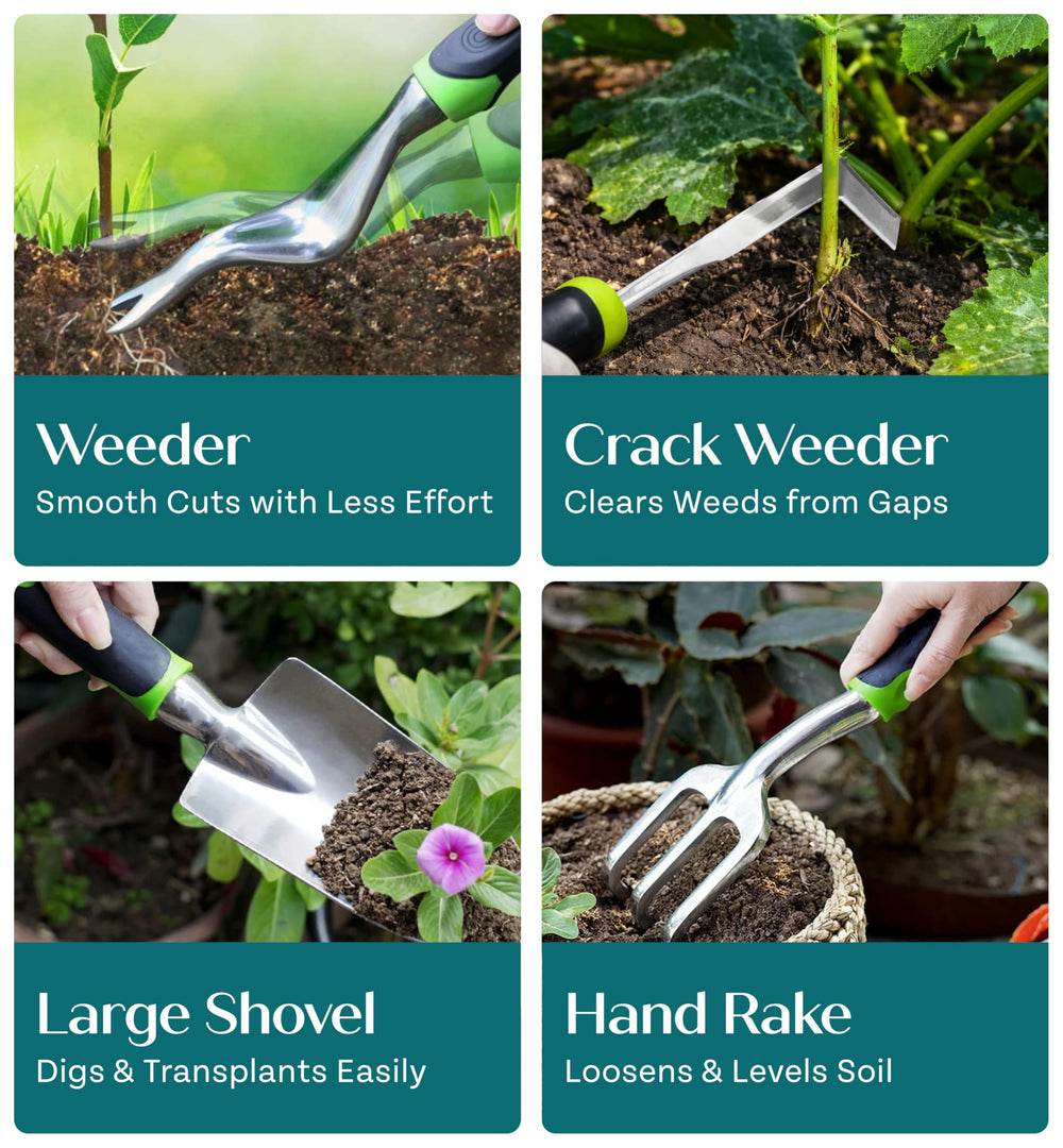 Craft911 gardener using tools in a raised bed showing practical everyday use