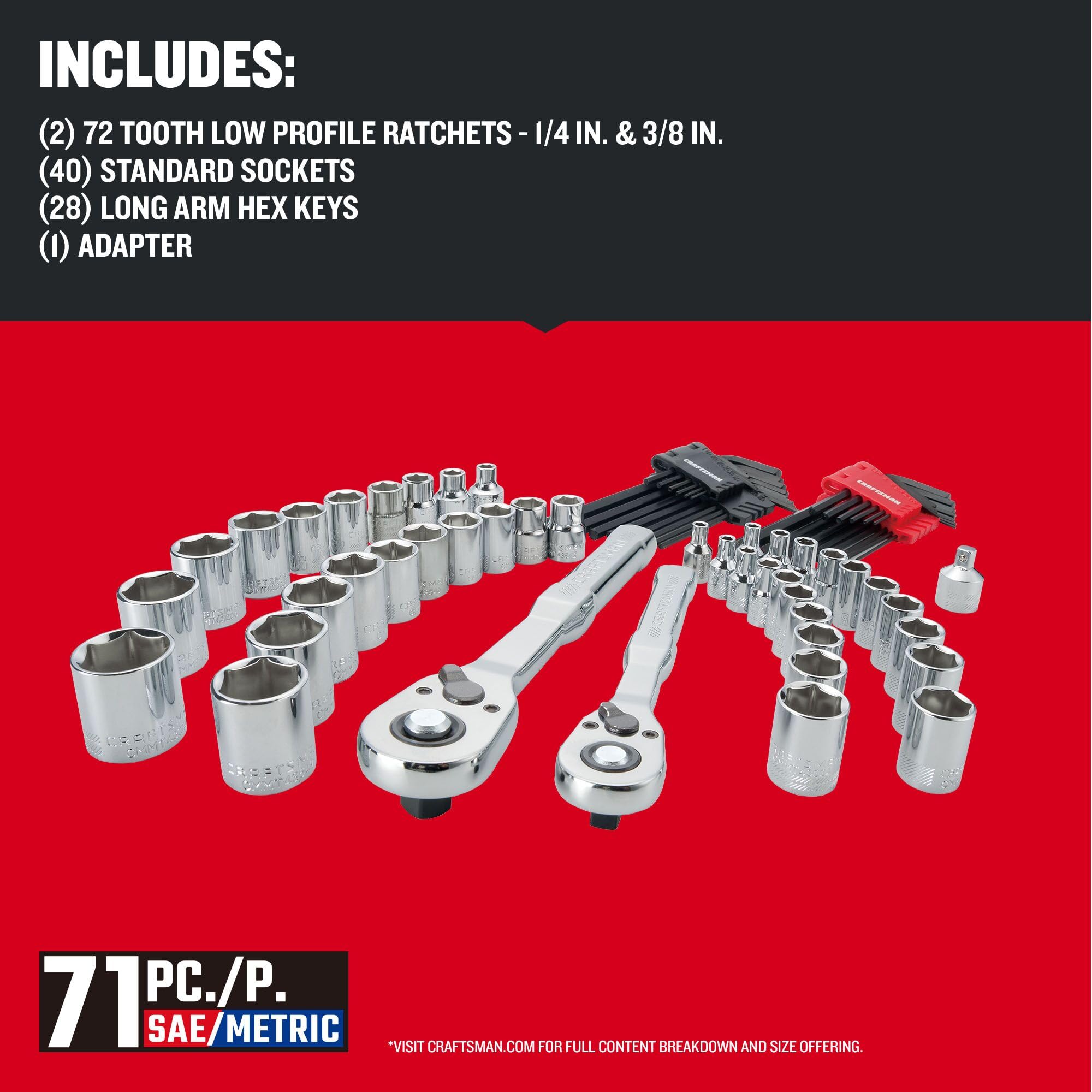 CRAFTSMAN sockets neatly arranged top view for quick size identification and selection
